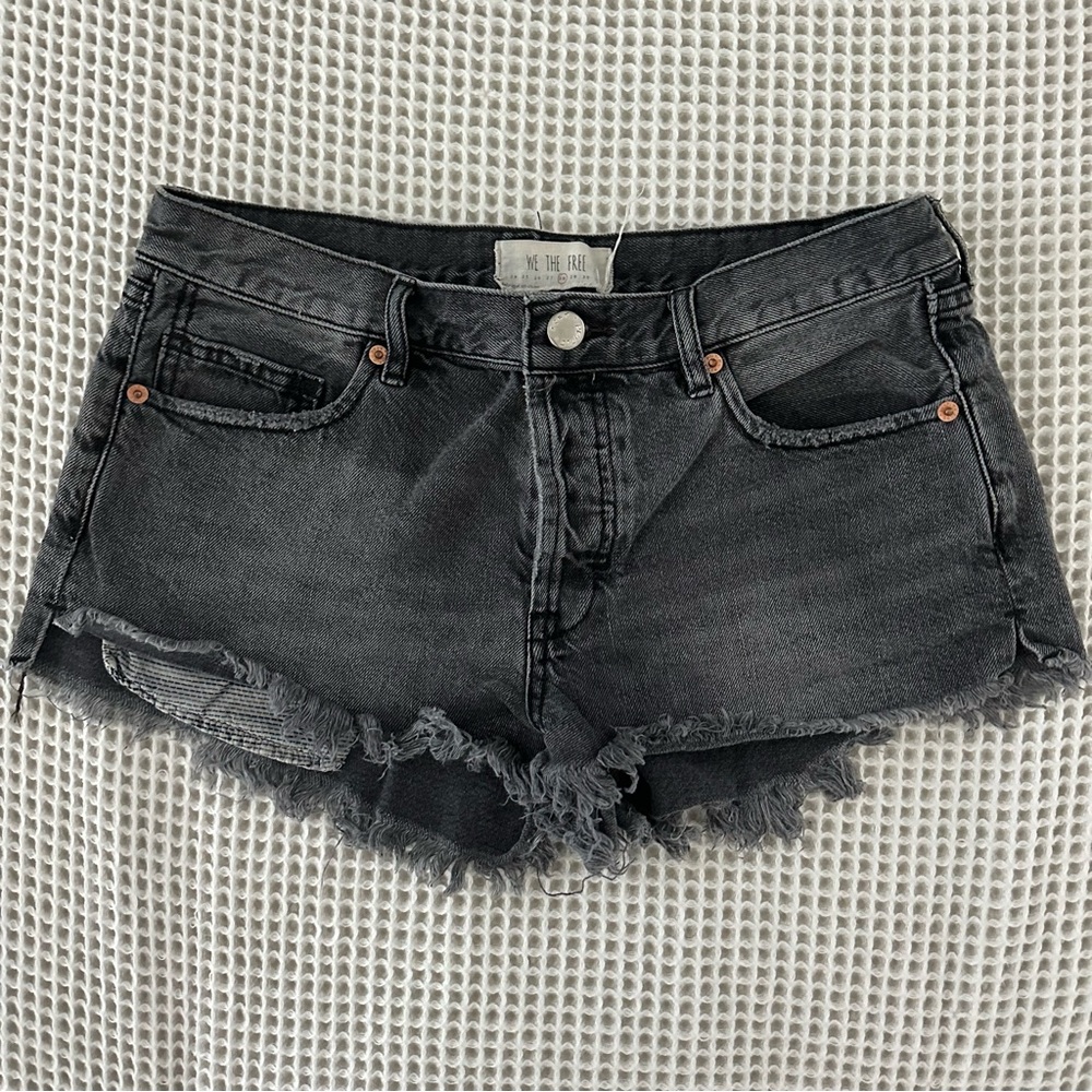 Free People We The Free Soft and Relaxed Cutoff Shorts in sulphur black